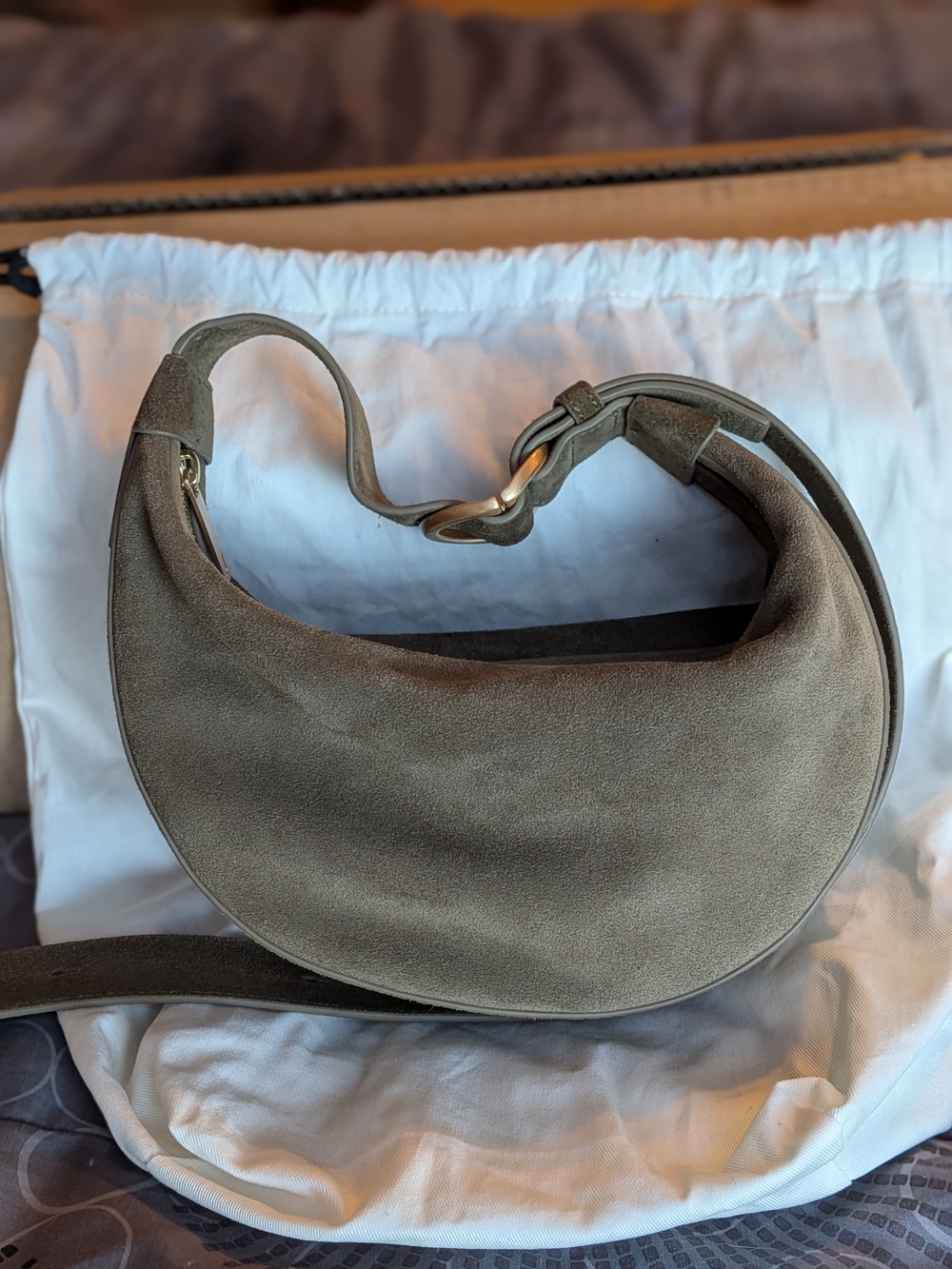July Juliette Luna Suede Bag Olive Crescent Bag